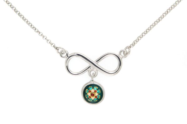 Collier motif infini vert bleuté