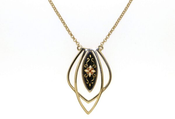 Collier navette motif ajoure noir