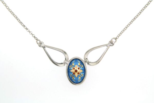 Collier ovale moyen modele bleu azur