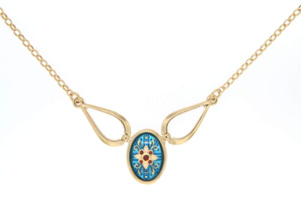 Collier ovale moyen modele bleu turquoise