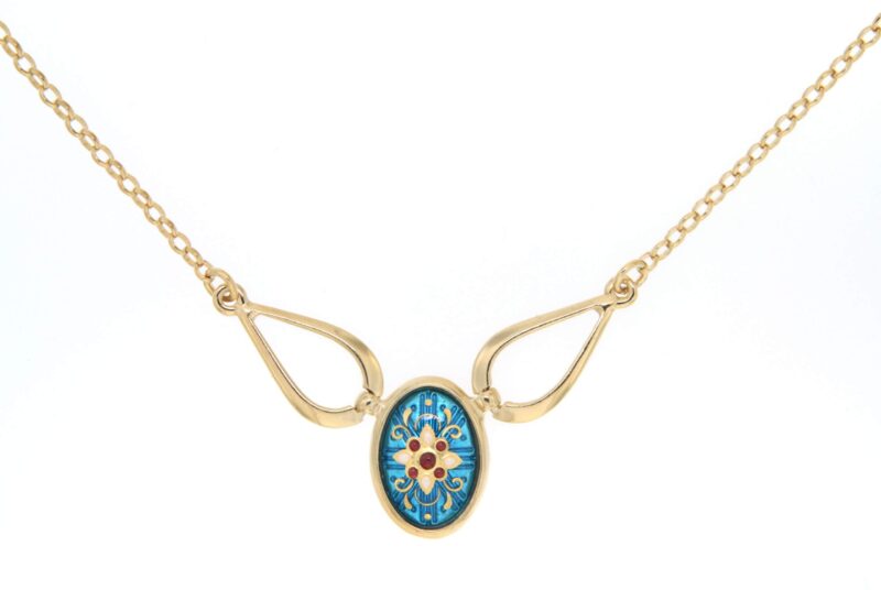 Collier Dragon Bleu Avec émaux Et Strass - Longueur 60 Cm, Neuf Avec étiquettes