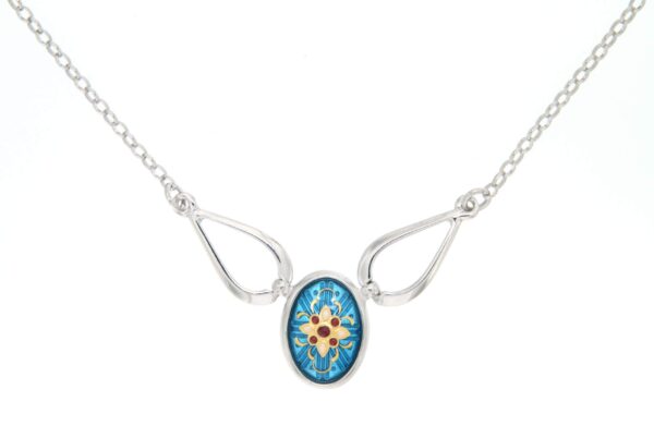 Collier ovale moyen modele bleu turquoise