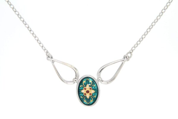Collier ovale moyen modele vert bleuté