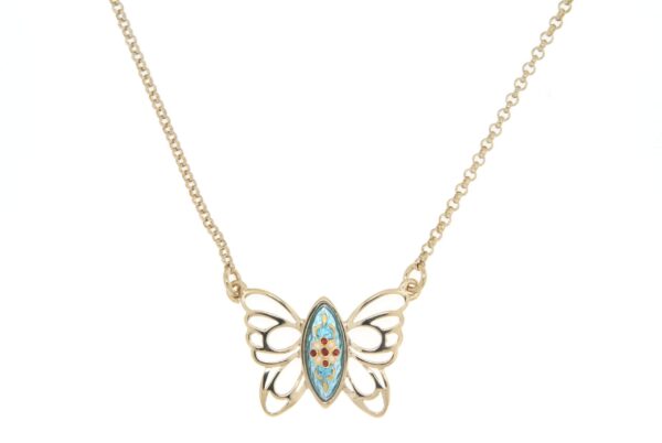Collier papillon des planons bleu ciel