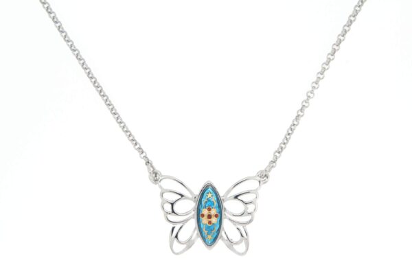 Collier papillon des planons bleu turquoise