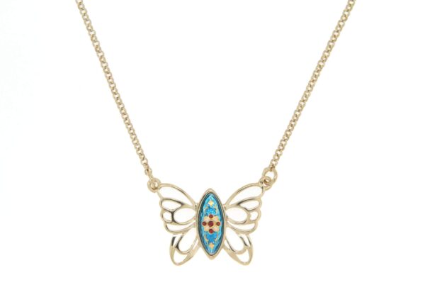 Collier papillon des planons bleu turquoise