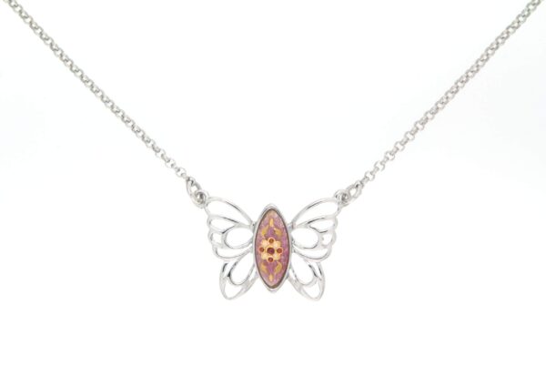 Collier papillon des planons rose translucide