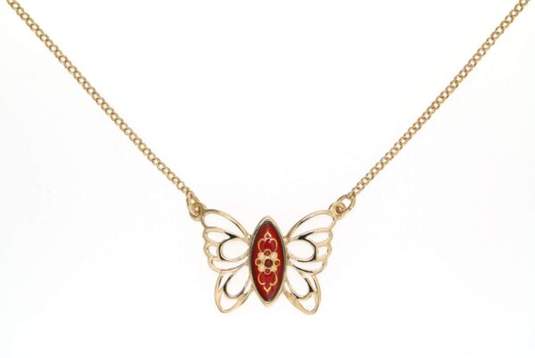 Collier papillon des planons rouge cerise
