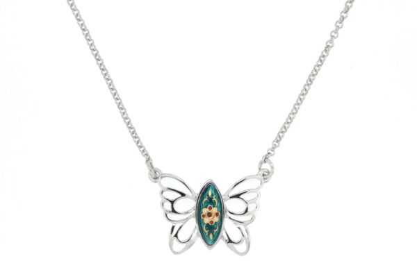 Collier papillon des planons vert bleuté