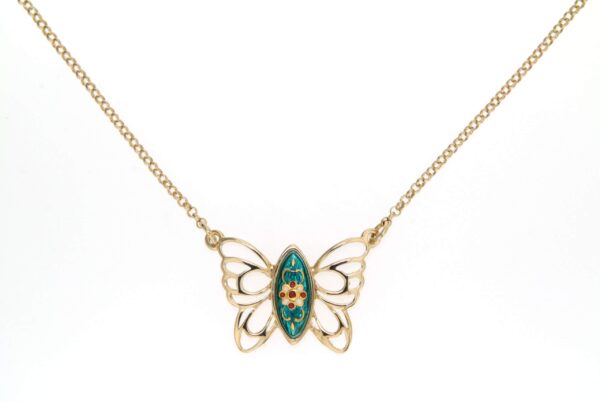 Collier papillon des planons vert bleuté