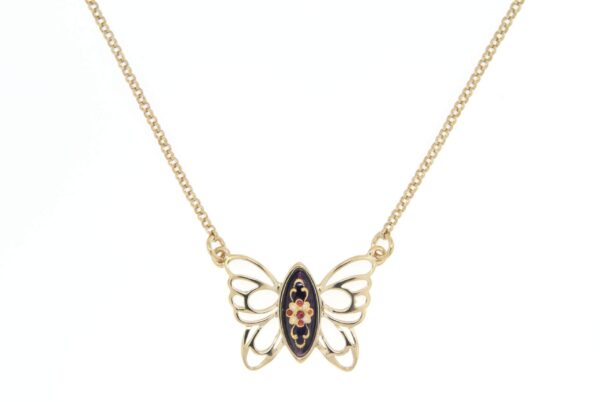 Collier papillon des planons violet prune