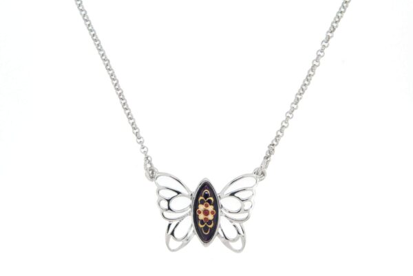Collier papillon des planons violet prune