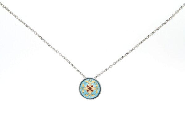 Collier petite 1/2 boule  bleu ciel