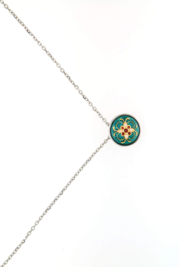 Collier petite 1/2 boule vert bleuté