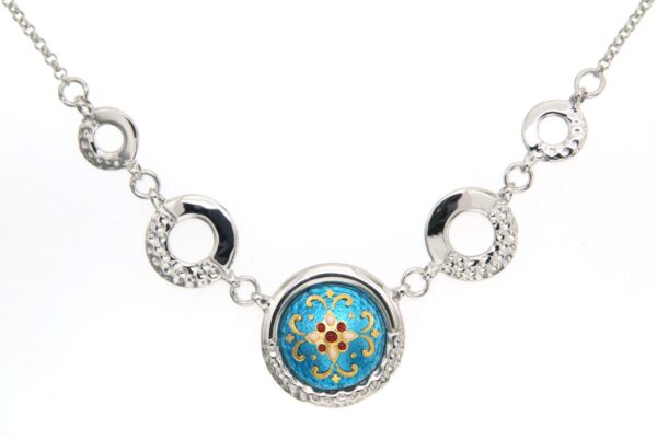 Collier rond ajoure bleu turquoise