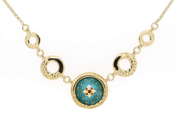 Collier rond ajoure vert bleuté