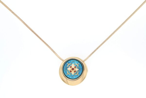 Collier rond serpentine moyen modele bleu turquoise