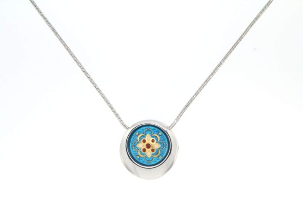 Collier rond serpentine moyen modele bleu turquoise