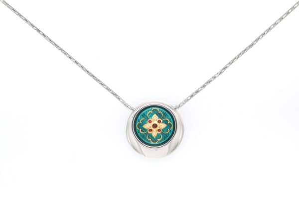 Collier rond serpentine moyen modele vert bleuté