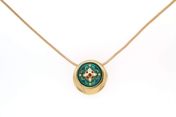 Collier rond serpentine moyen modele vert bleuté