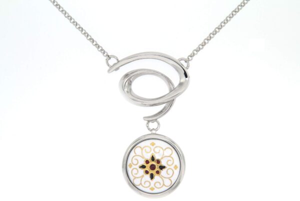 Collier spiral email rond moyen modele blanc