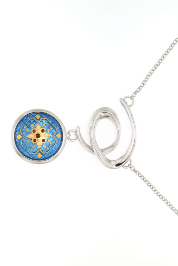 Collier spiral email rond moyen modele bleu azur