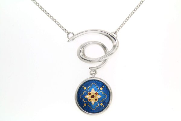Collier spiral email rond moyen modele bleu electrique