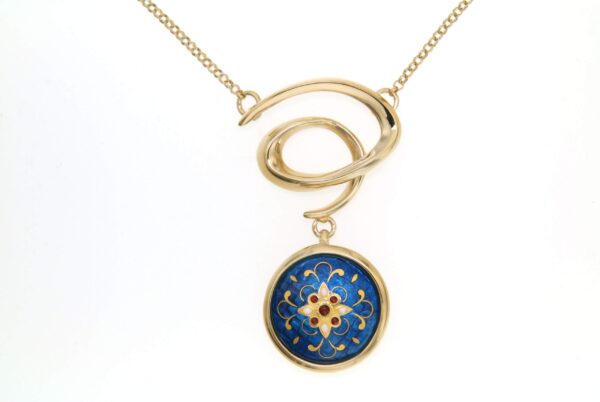 Collier spiral email rond moyen modele bleu electrique