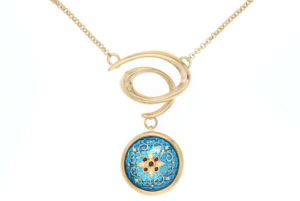 Collier spiral email rond moyen modele bleu turquoise