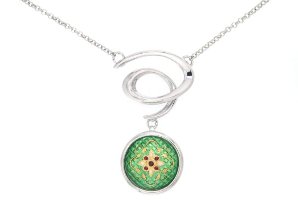 Collier spiral email rond moyen modele vert chartreuse