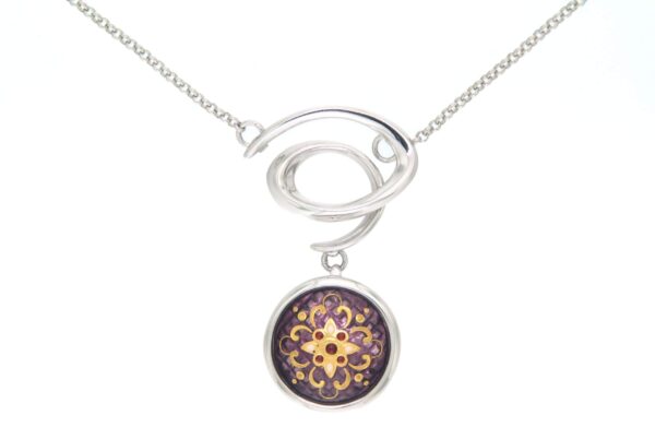 Collier spiral email rond moyen modele violet lilas
