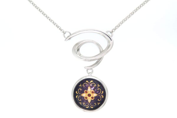 Collier spiral email rond moyen modele violet prune