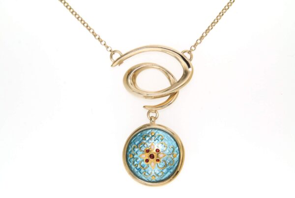 Collier spiral rond moyen modele bleu ciel