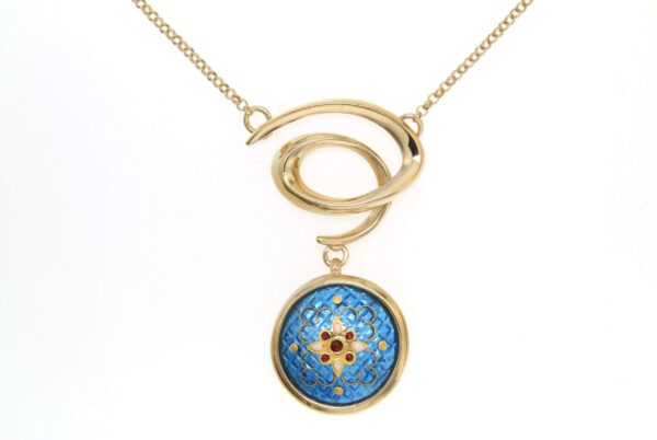 Collier spirale email rond moyen modele bleu azur