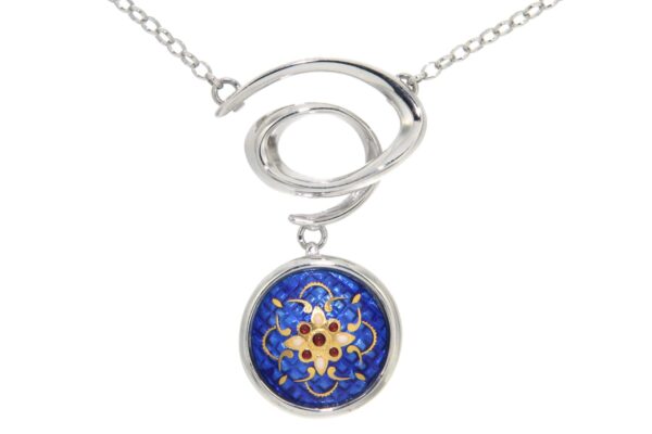 Collier spirale email rond moyen modele bleu de bresse