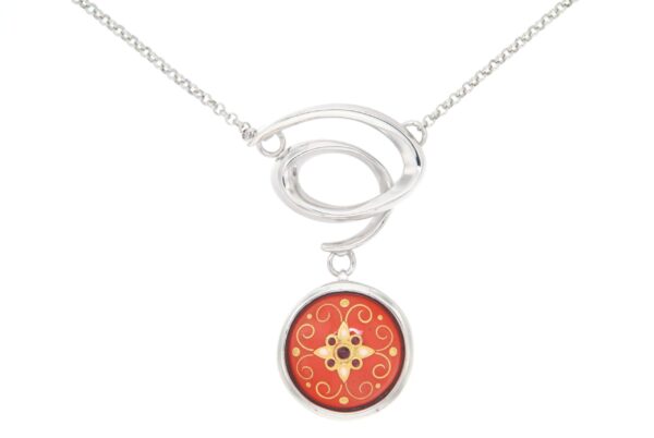 Collier spirale email rond moyen modele orange