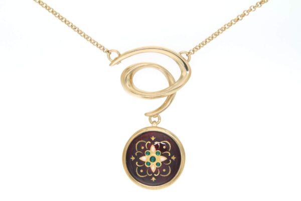Collier spirale email rond moyen modele rouge