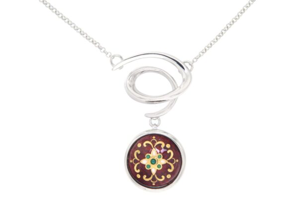 Collier spirale email rond moyen modele rouge