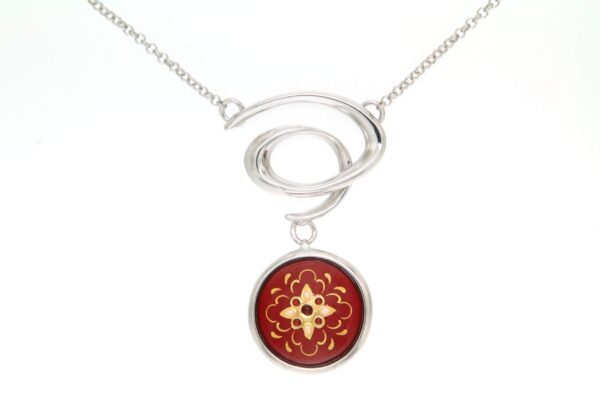 Collier spirale email rond moyen modele rouge cerise
