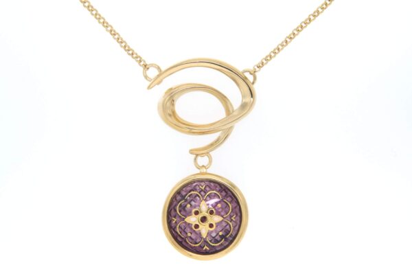 Collier spirale email rond moyen modele violet lilas