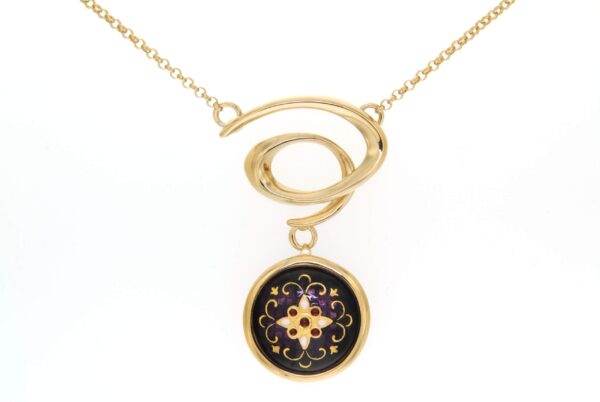 Collier spirale email rond moyen modele violet prune