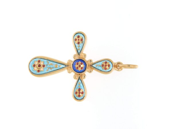 Croix 3 petites gouttes 1 goutte 1 petit rond bleu de bresse/ bleu ciel