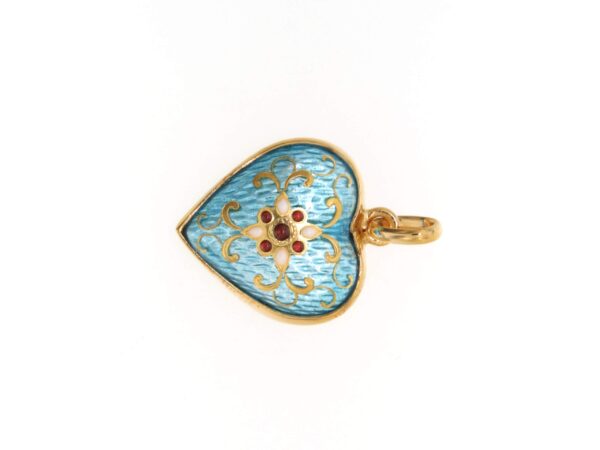 Pendentif coeur moyen modele bombe bleu ciel
