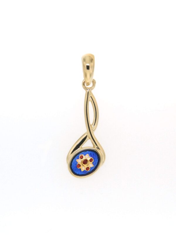 Pendentif 2 fils petit modele bleu de bresse