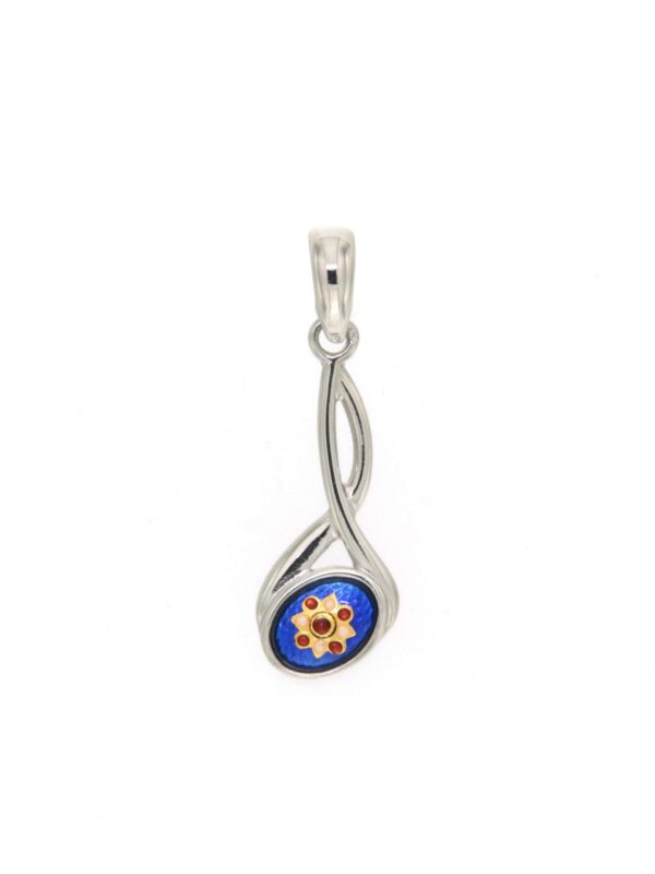 Pendentif 2 fils petit modele bleu de bresse