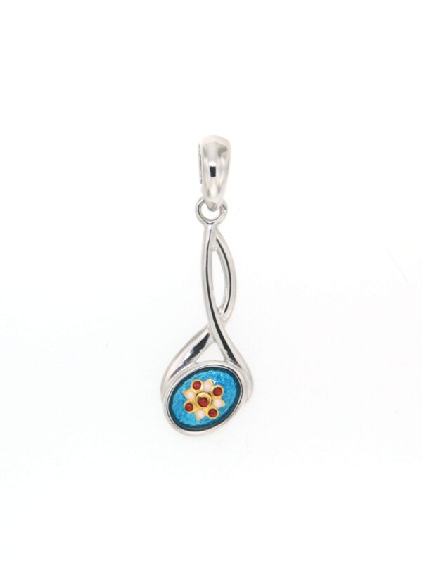 Pendentif 2 fils petit modele bleu turquoise