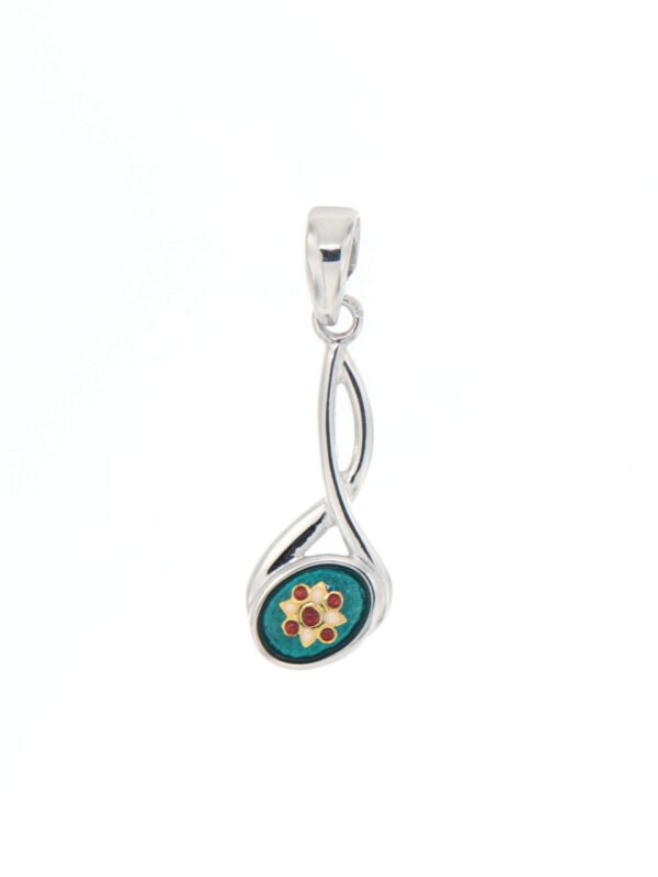 Pendentif 2 fils petit modele vert bleuté