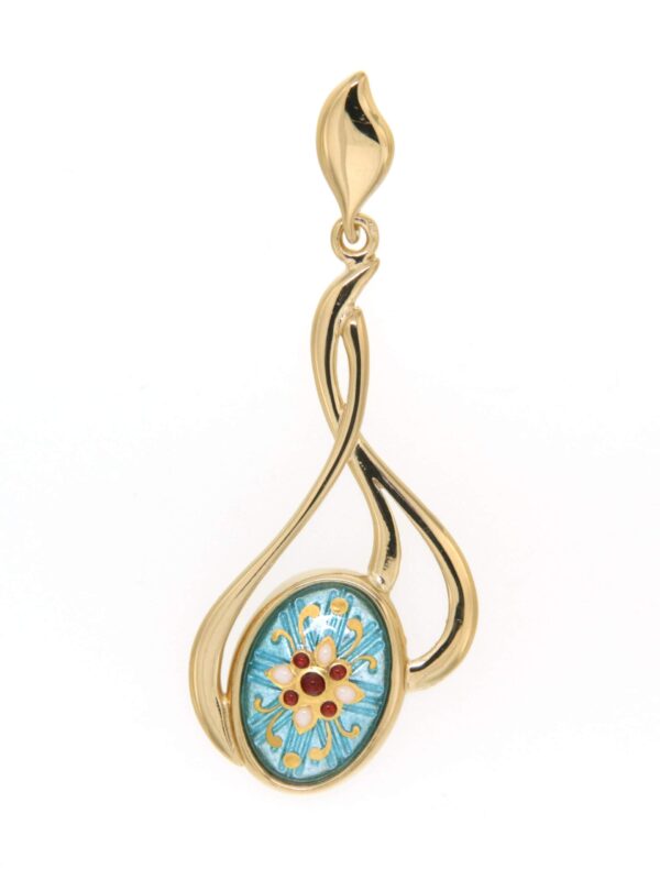Pendentif 3 fils entrelaces grand modele bleu ciel