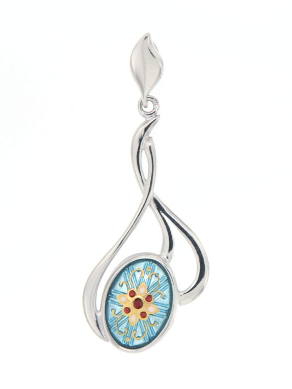Pendentif 3 fils entrelaces grand modele bleu ciel