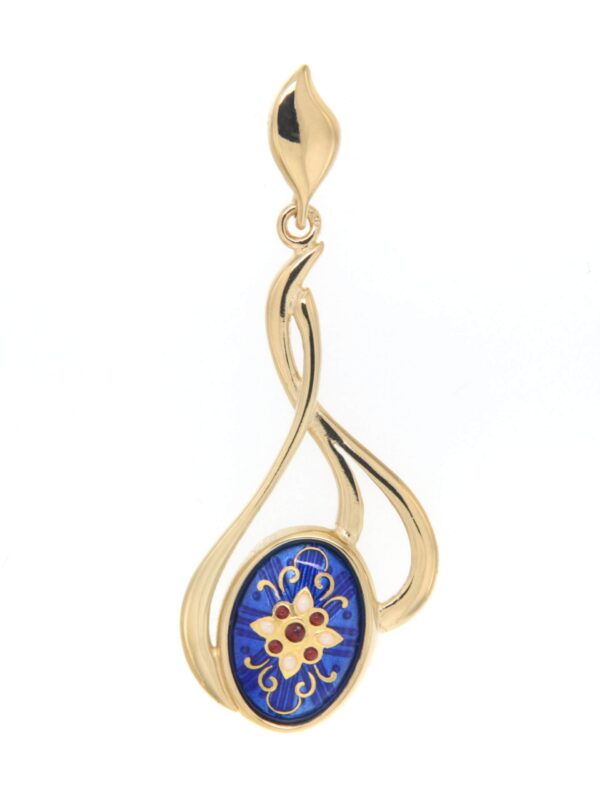 Pendentif 3 fils entrelaces grand modele bleu de bresse